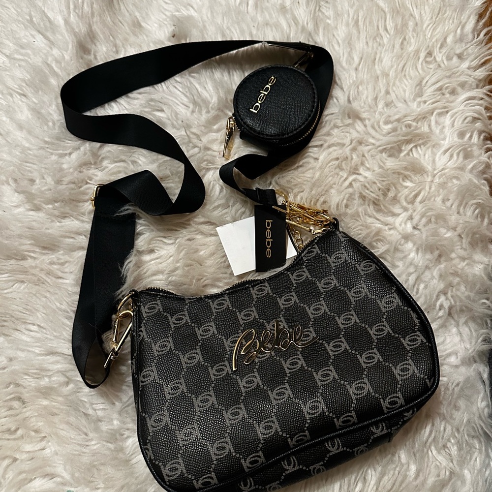 Be Gianna Monogram Crossbody Bag With Coin Purse Black NEW - Picture 2 of 7